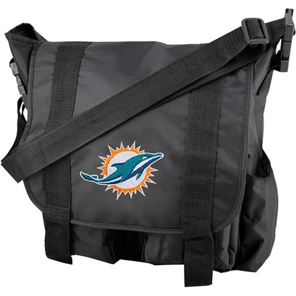 NFL Miami Dolphins Premium Diaper Bag With Changing Pad Baby Shower Black Logo - Picture 1 of 3